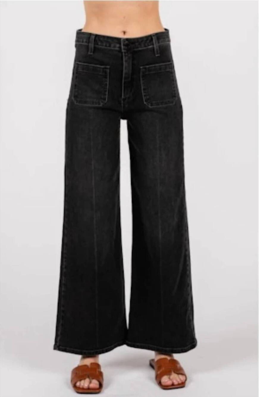NEW LETTER TO JULIET sailor front patch pocket jeans in black